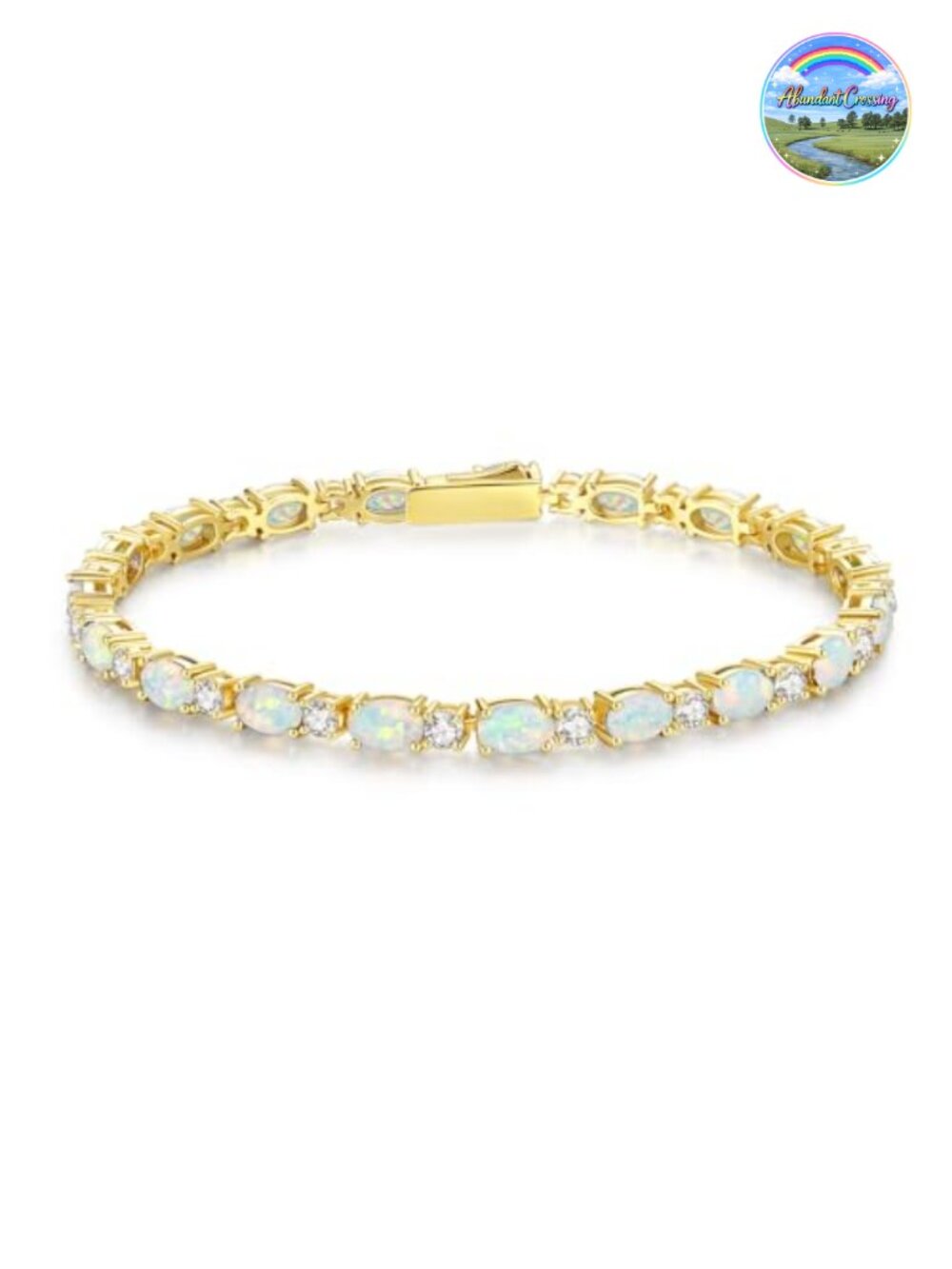 14K Gold Plated Silver Birthstone Tennis Bracelet Oval CZ 7 Inch